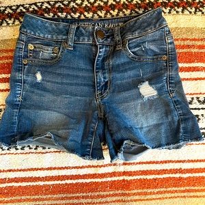 American Eagle denim shorts - hi rise shortie - size: 0